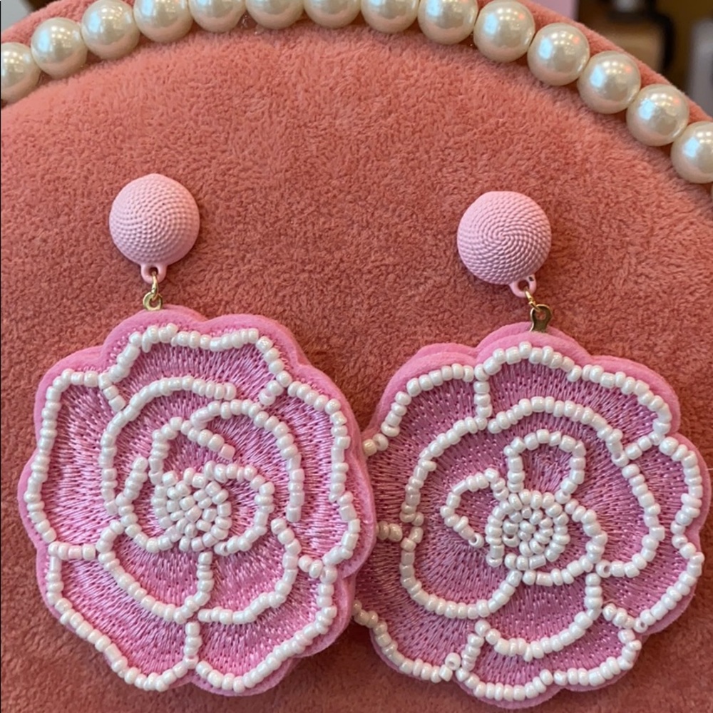Beautiful beaded floral earrings